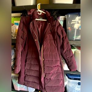 Burgundy Winter Puffer Coat
